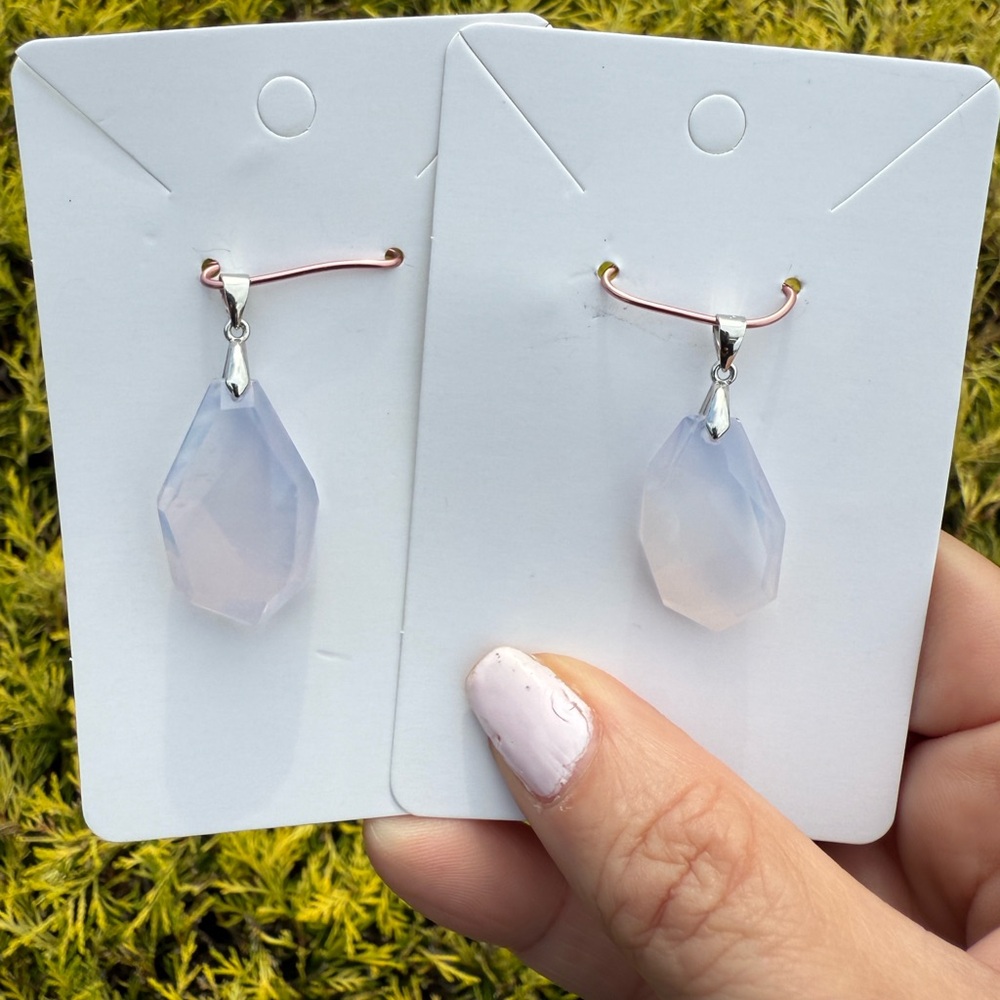RARE - Stunning Lavender Moon Quartz Faceted Free Form Pendant - Teardrop Shape